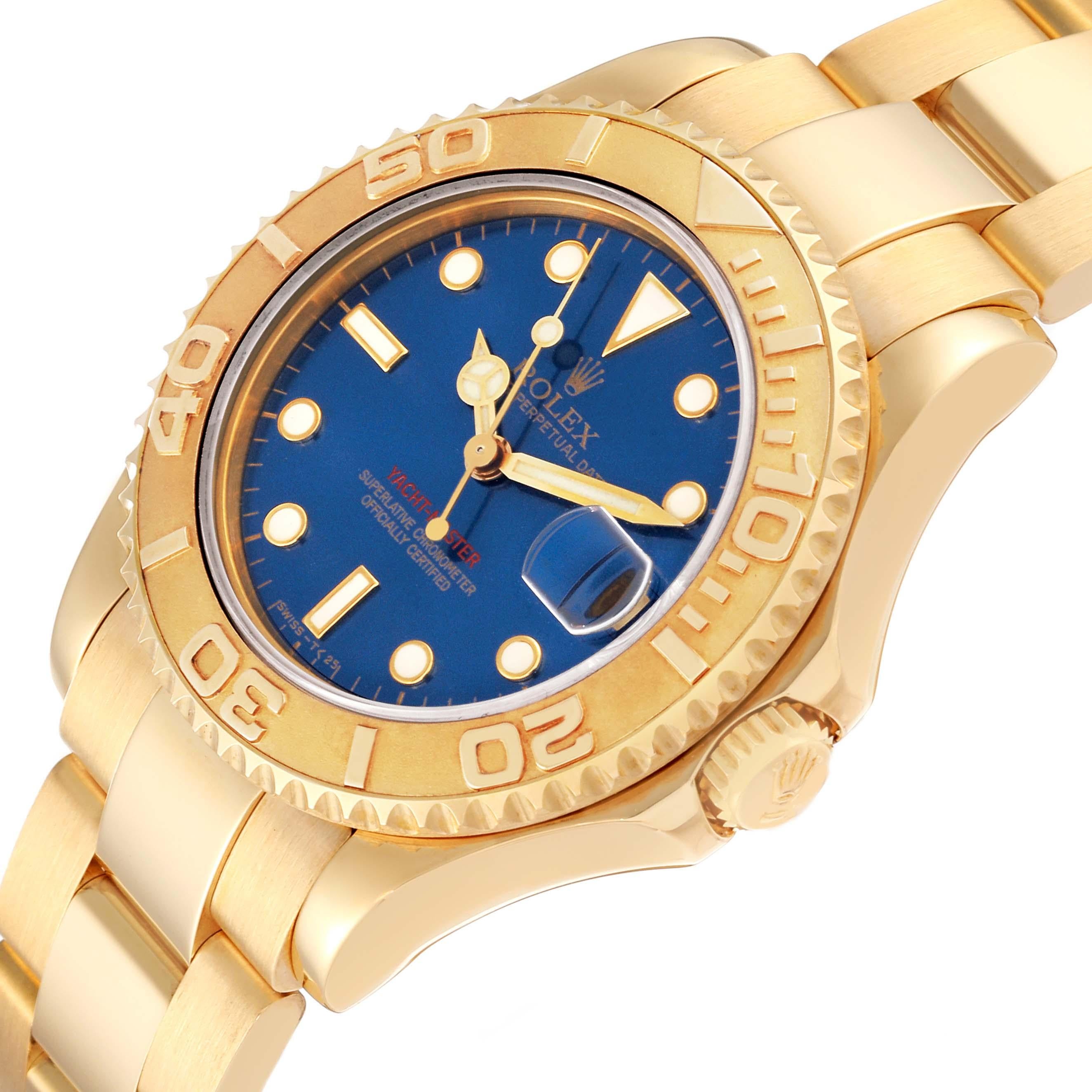 Men's Rolex Yachtmaster Midsize Yellow Gold Blue Dial Mens Watch 68628 For Sale