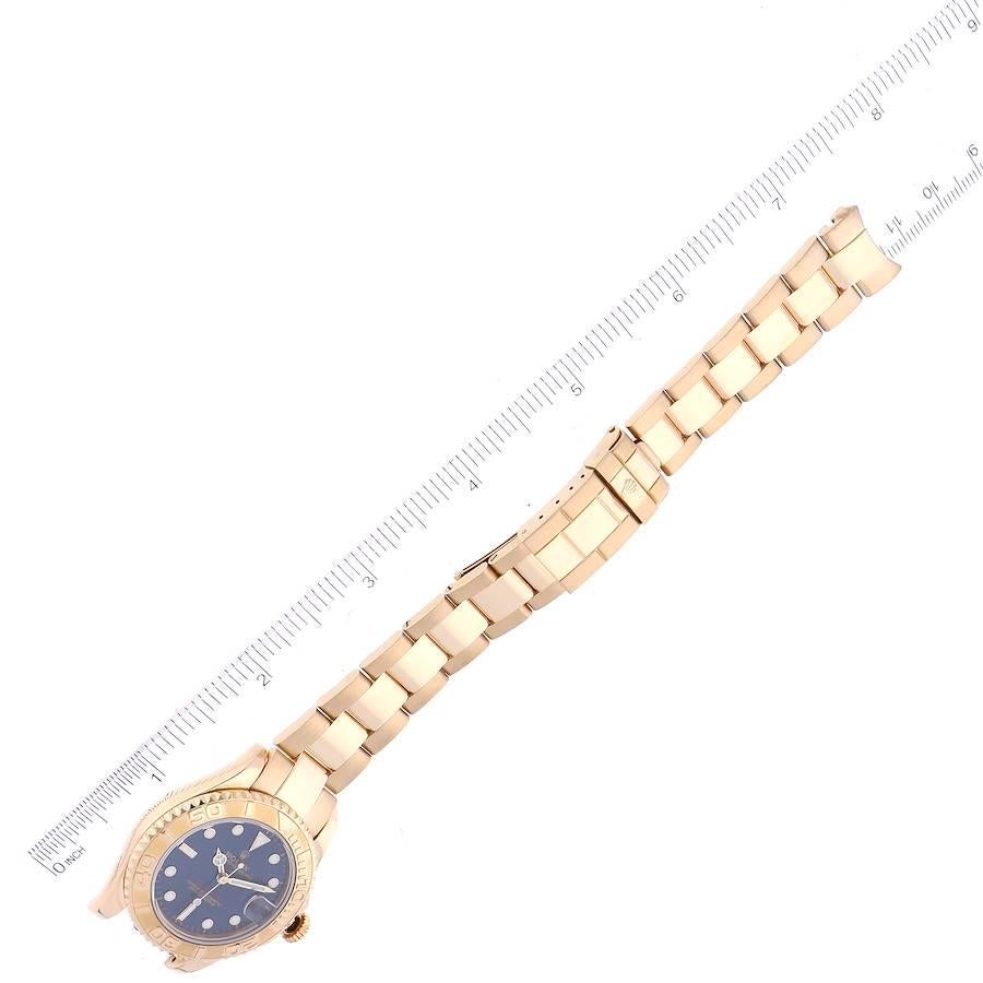 Rolex Yachtmaster Midsize Yellow Gold Blue Dial Unisex Watch 68628 Box Papers 5
