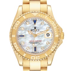 Rolex Yachtmaster Midsize Yellow Gold MOP Diamond Dial Mens Watch 68628