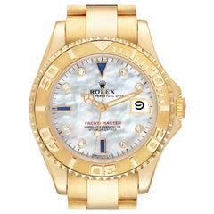 Rolex Yachtmaster Midsize Yellow Gold MOP Diamond Dial Mens Watch 68628