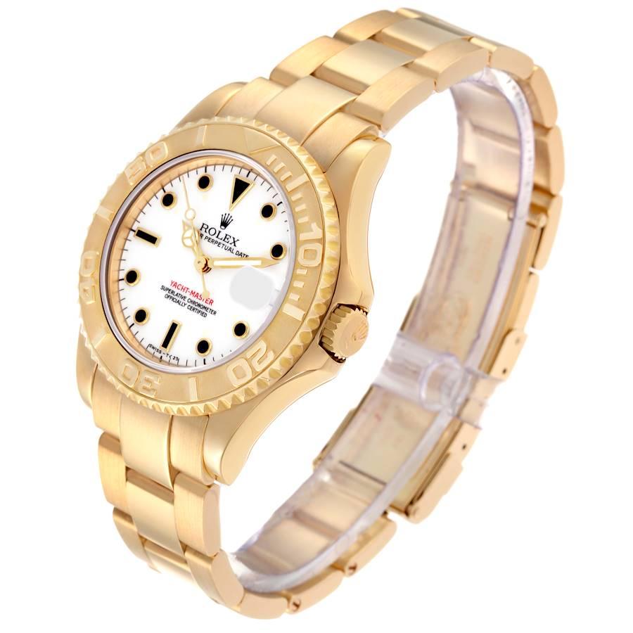 Men's Rolex Yachtmaster Midsize Yellow Gold White Dial Mens Watch 68628 Box Papers