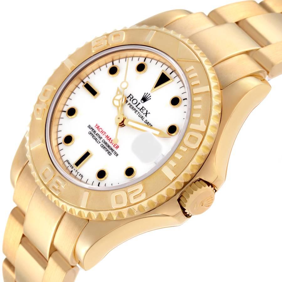 Rolex Yachtmaster Midsize Yellow Gold White Dial Mens Watch 68628 Box Papers 1