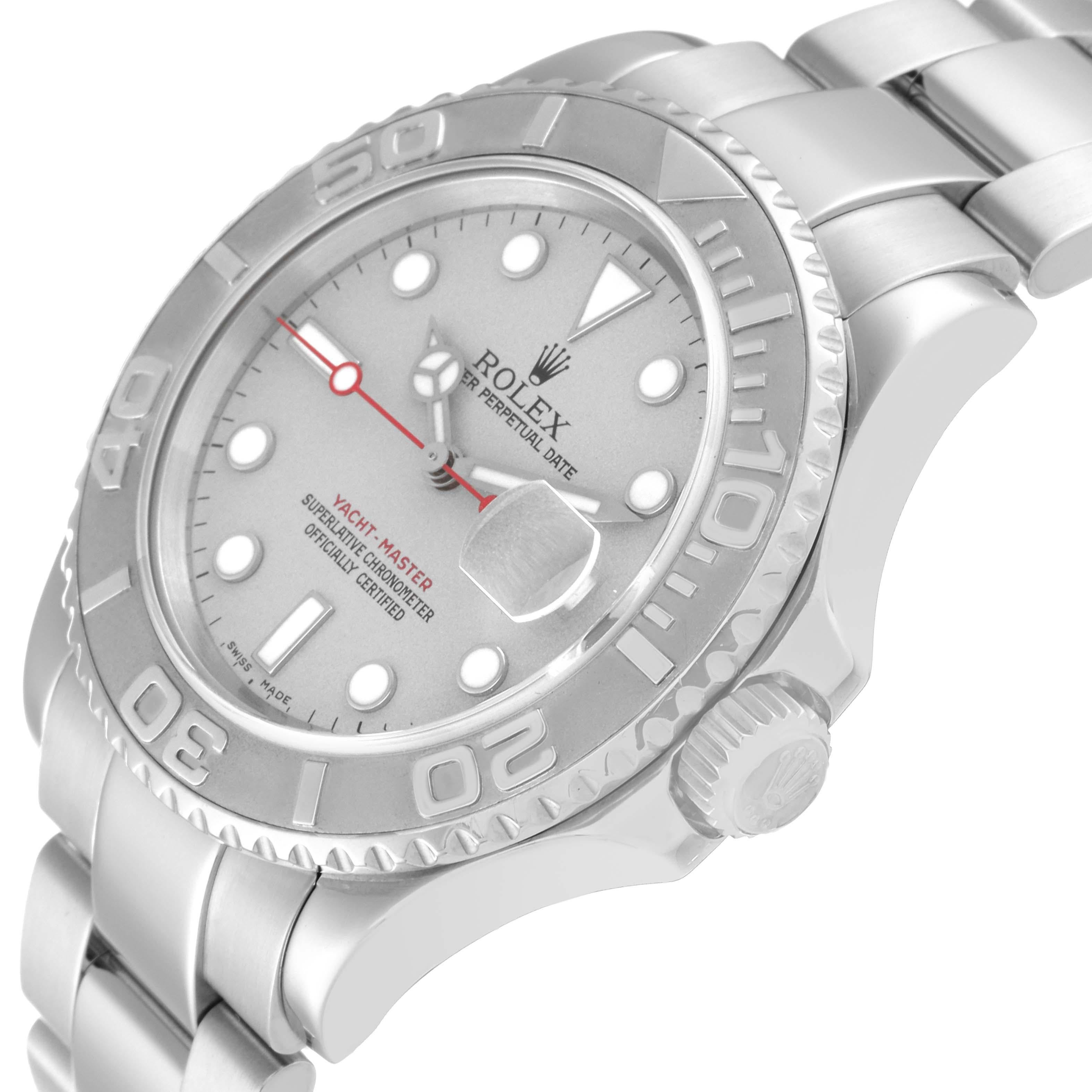 Men's Rolex Yachtmaster Platinum Dial Bezel Steel Mens Watch 16622 Box Papers