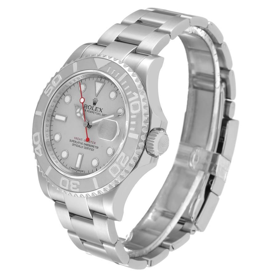 Men's Rolex Yachtmaster Platinum Dial Platinum Bezel Steel Mens Watch 116622