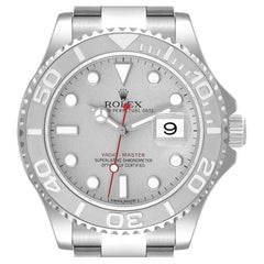 Used Rolex Yachtmaster Platinum Dial Platinum Bezel Steel Mens Watch 116622