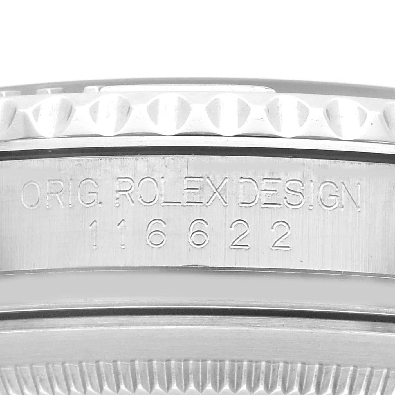 Rolex Yachtmaster Platinum Dial Steel Mens Watch 116622 Box Card. Mouvement automatique à remontage automatique, officiellement certifié chronomètre. Boîtier en acier inoxydable de 40.0 mm de diamètre. Logo Rolex sur la couronne. Lunette tournante