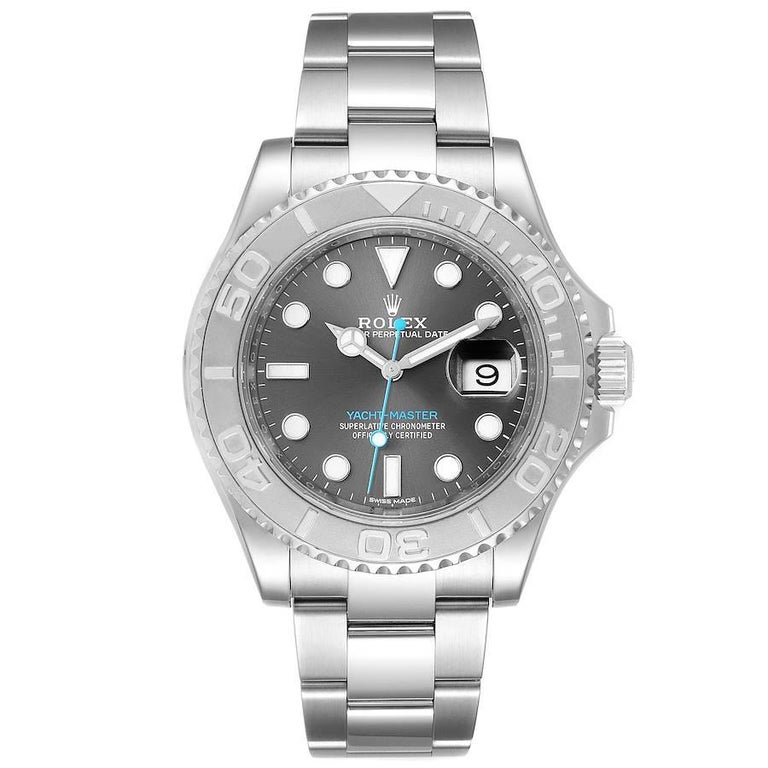 Rolex Yachtmaster Rhodium Dial Steel Platinum Men's Watch 116622 Box ...