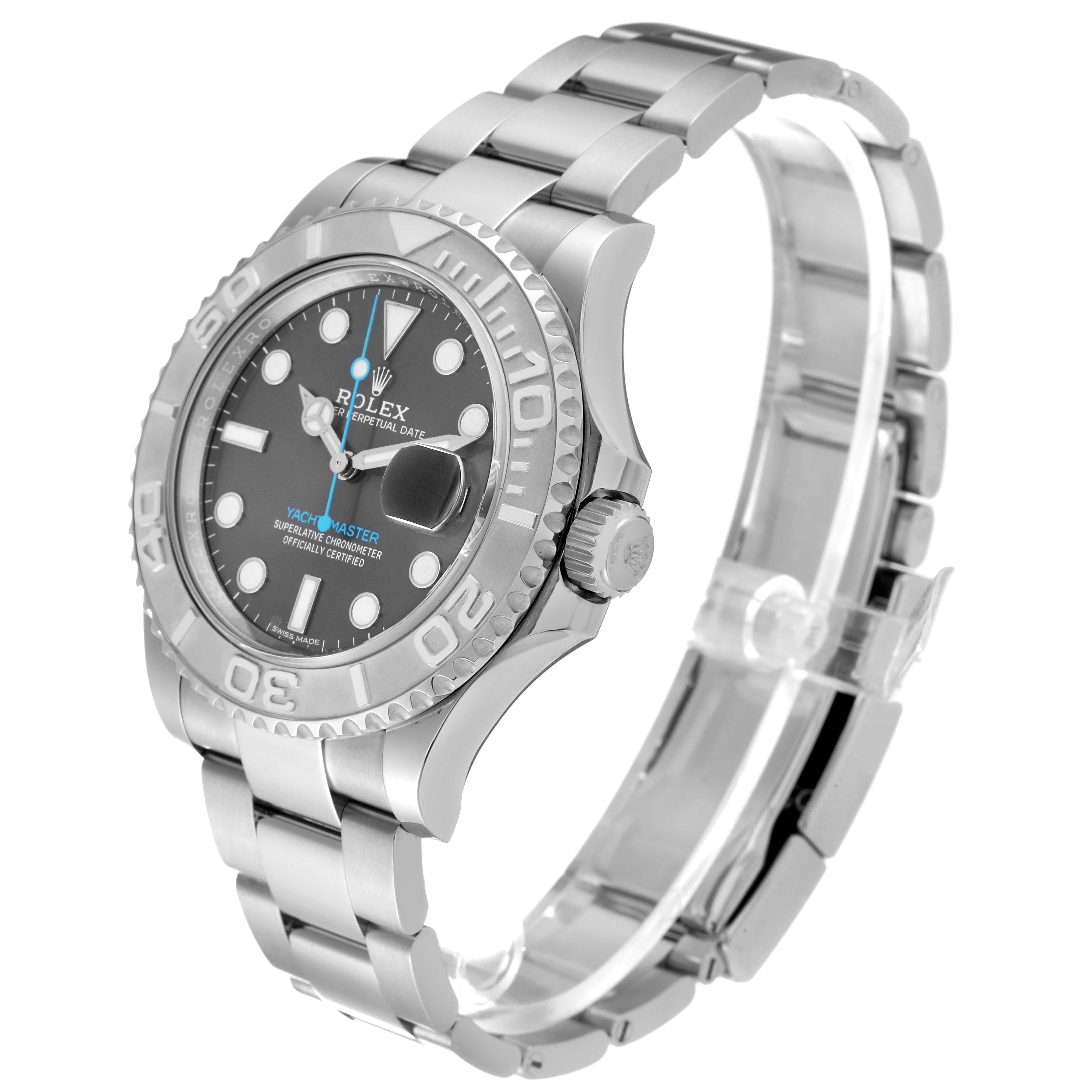 Rolex Yachtmaster Rhodium Dial Steel Platinum Mens Watch 116622 Box Card For Sale 3