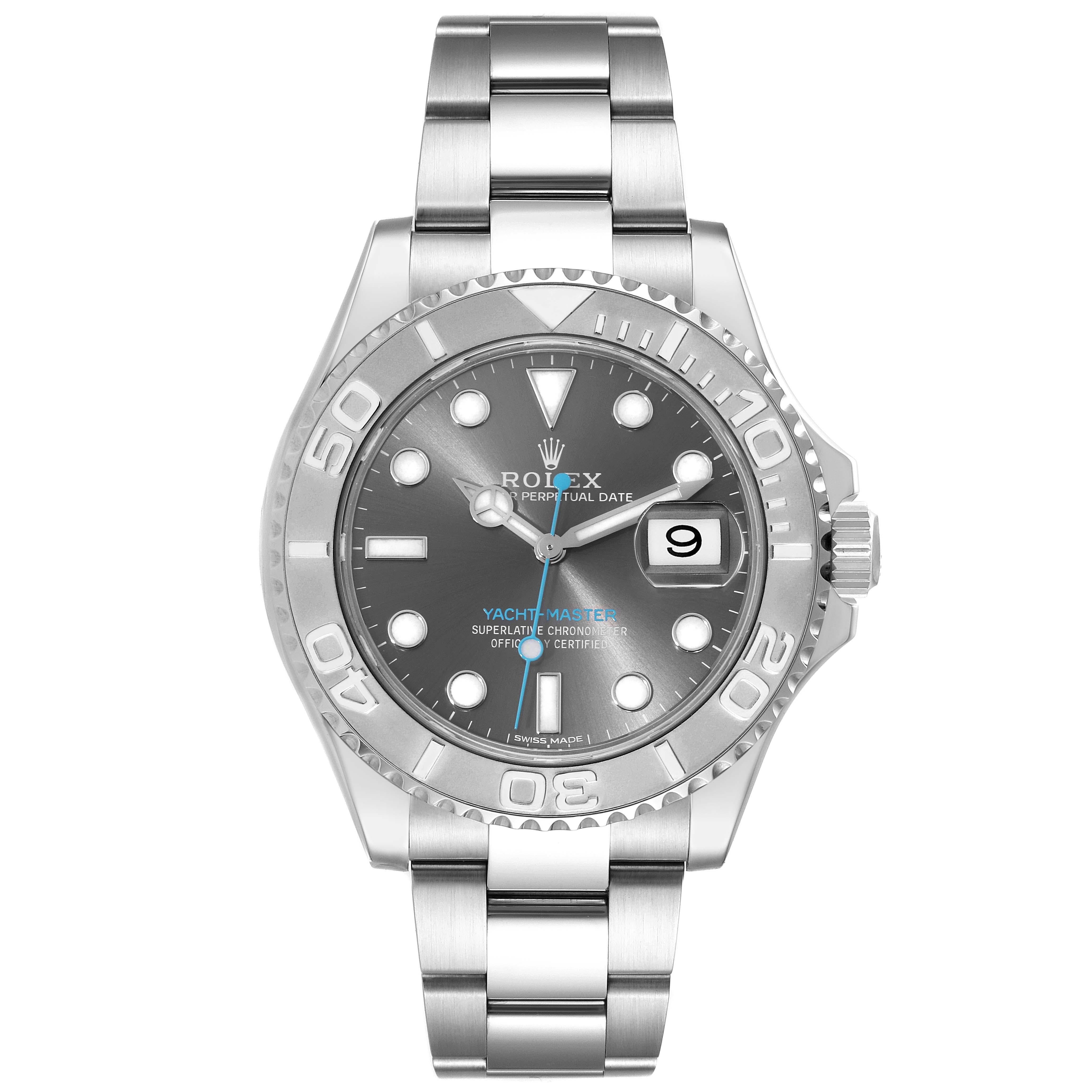 Rolex Yachtmaster Rhodium Dial Steel Platinum Mens Watch 116622 Box Card For Sale 5