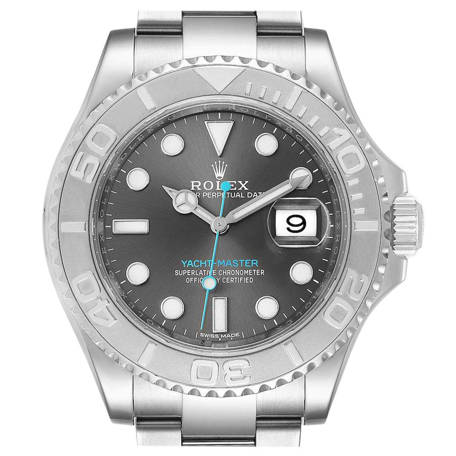Rolex Yachtmaster Rhodium Dial Steel Platinum Men's Watch 116622 Box Papers For Sale