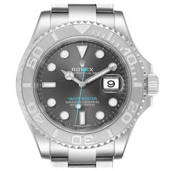 Rolex Yachtmaster Rhodium Dial Steel Platinum Men's Watch 116622 Box Papers