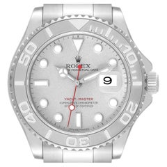 Used Rolex Yachtmaster Silver Dial Platinum Bezel Steel Mens Watch 16622 Box Papers