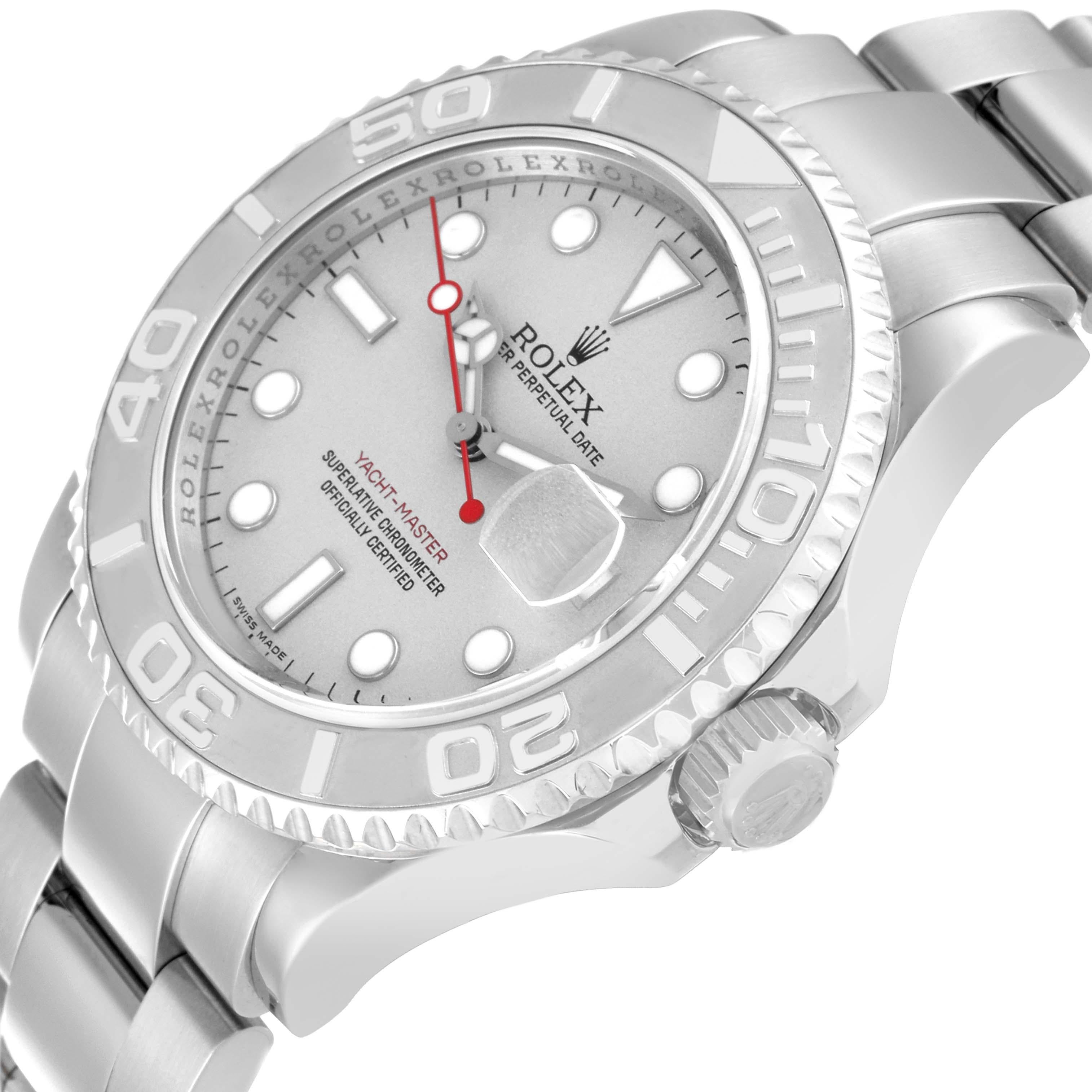 Men's Rolex Yachtmaster Silver Dial Platinum Bezel Steel Mens Watch 16622