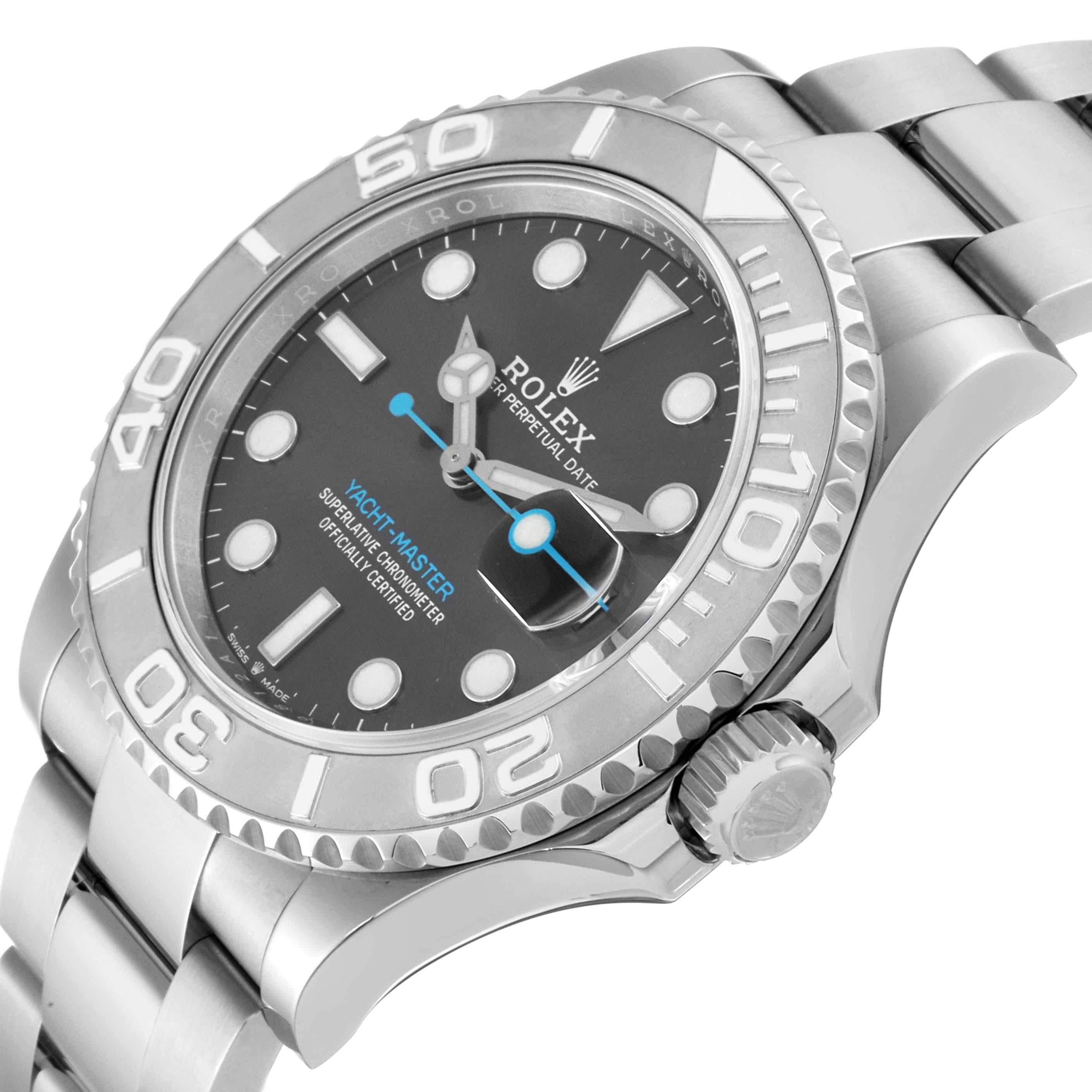 Men's Rolex Yachtmaster Steel Platinum Bezel Rhodium Dial Mens Watch 126622 Box Card