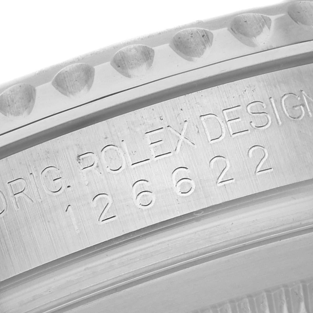 Rolex Yachtmaster Steel Platinum Bezel Rhodium Dial Mens Watch 126622 Card In Excellent Condition For Sale In Atlanta, GA