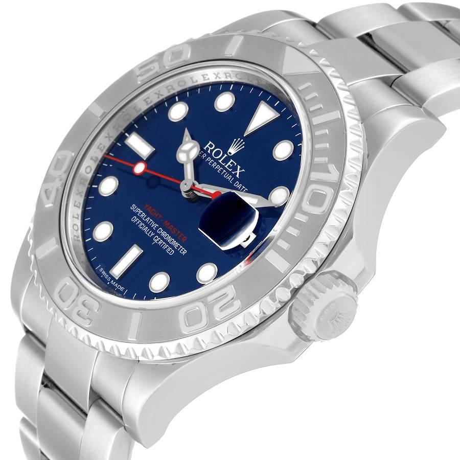 Men's Rolex Yachtmaster Steel Platinum Blue Dial Mens Watch 116622 Box Card For Sale