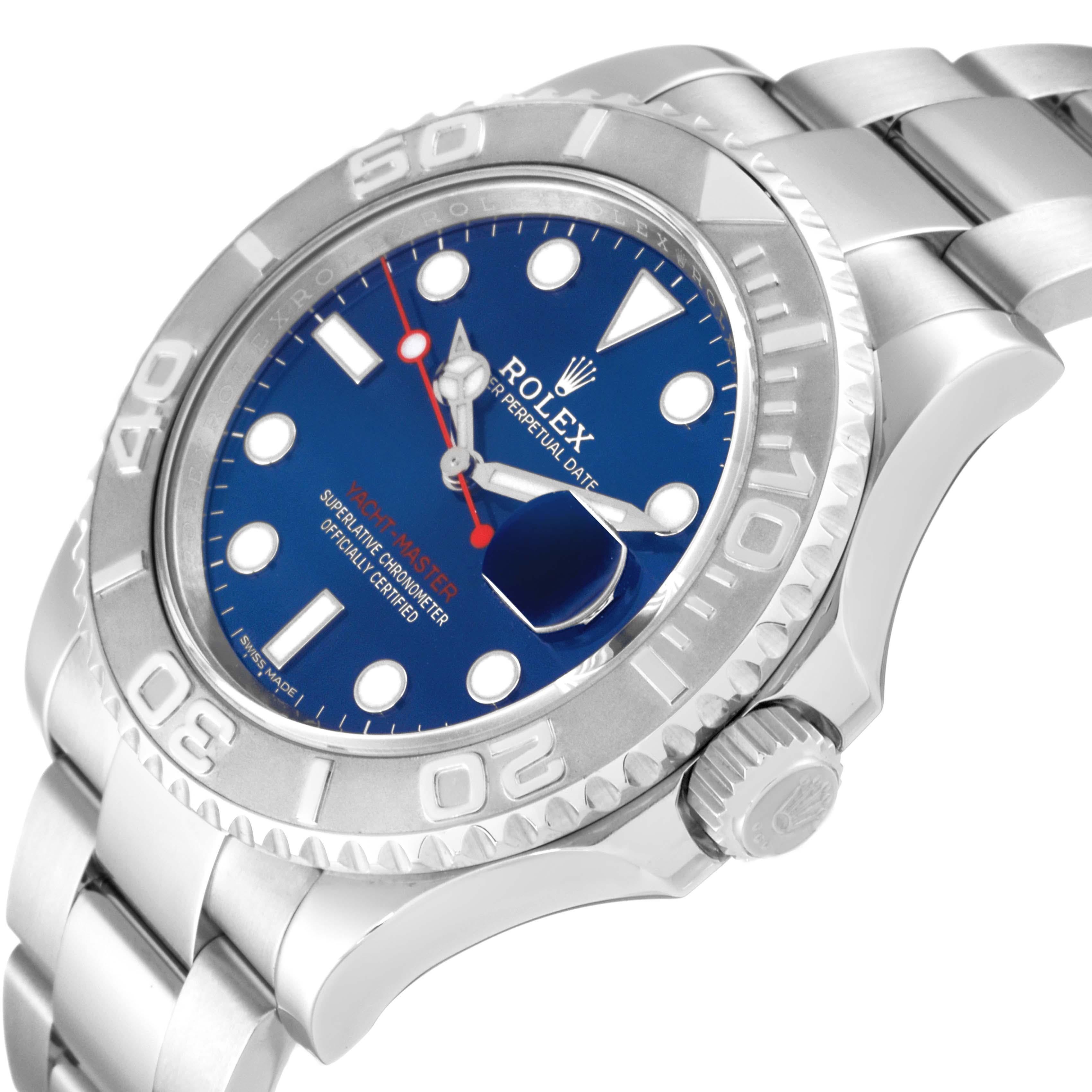Rolex Yachtmaster Steel Platinum Blue Dial Mens Watch 116622 Box Card 1