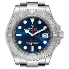 Rolex Yachtmaster Steel Platinum Blue Dial Men’s Watch 116622 Box Card