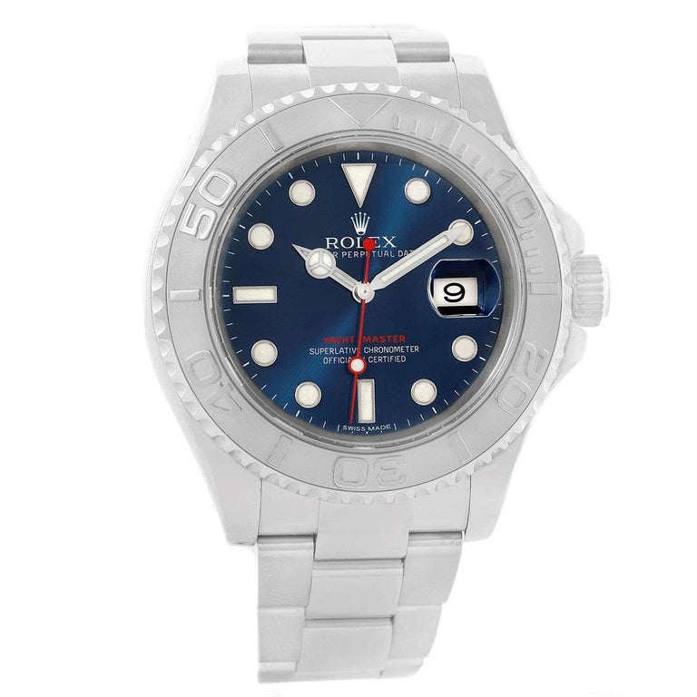 Rolex Yachtmaster Steel Platinum Blue Dial Men's Watch 