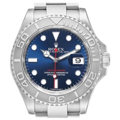 Used Rolex Yachtmaster Steel Platinum Blue Dial Men's Watch 116622