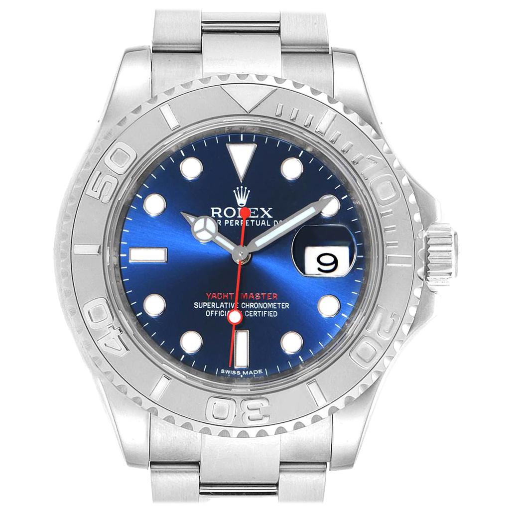 Rolex Yachtmaster Steel Platinum Blue Dial Men's Watch 116622 For Sale