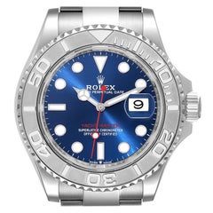 Rolex Yachtmaster Steel Platinum Blue Dial Mens Watch 126622 Box Card