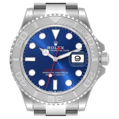 Rolex Yachtmaster Steel Platinum Blue Dial Mens Watch 126622 Box Card