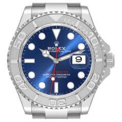 Used Rolex Yachtmaster Steel Platinum Blue Dial Mens Watch 126622 Box Card