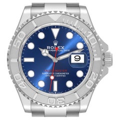 Rolex Yachtmaster Steel Platinum Blue Dial Mens Watch 126622 Box Card