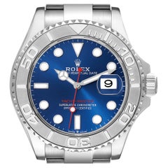 Rolex Yachtmaster Steel Platinum Blue Dial Mens Watch 126622 Box Card