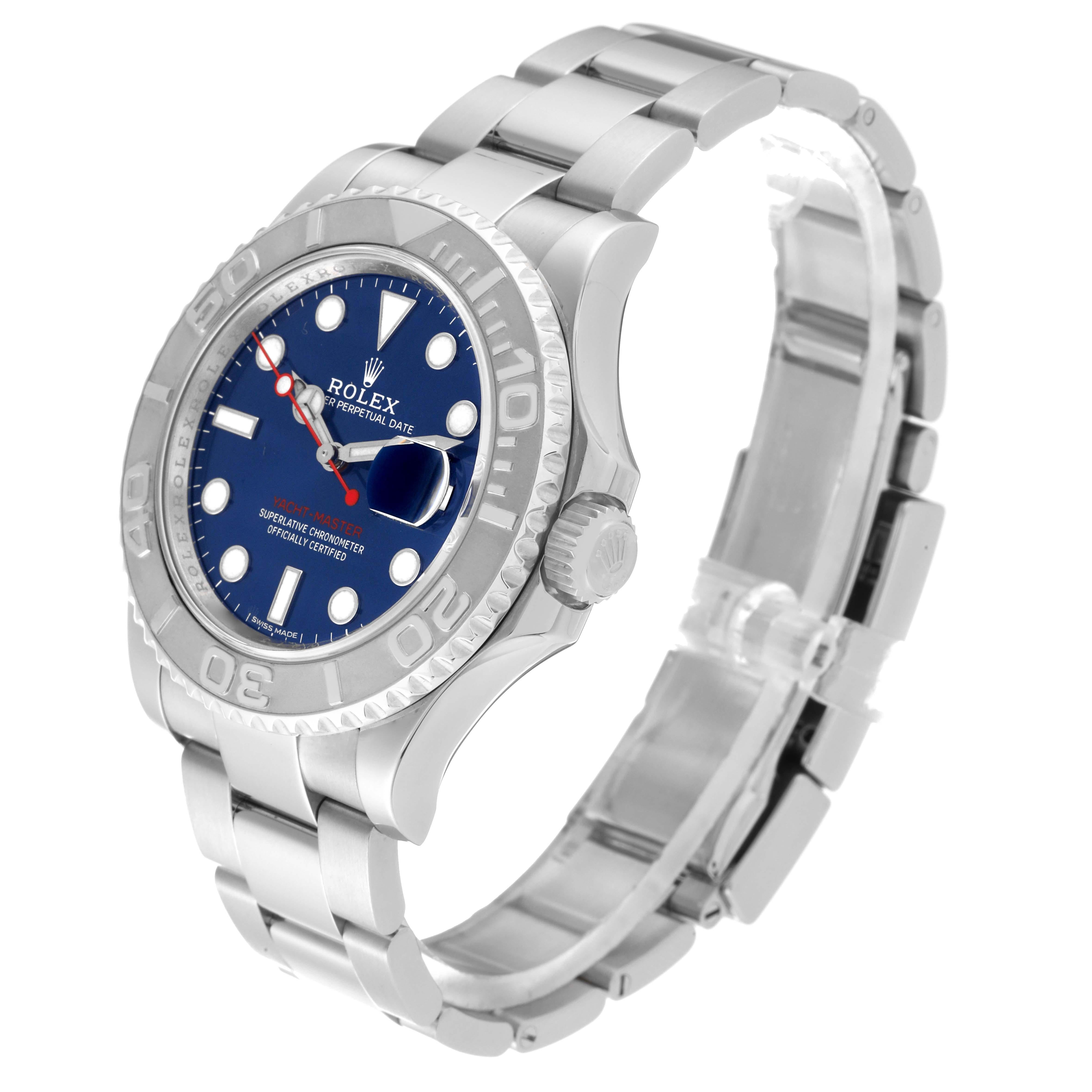 Rolex Yachtmaster Steel Platinum Blue Dial Mens Watch 126622 en vente 7