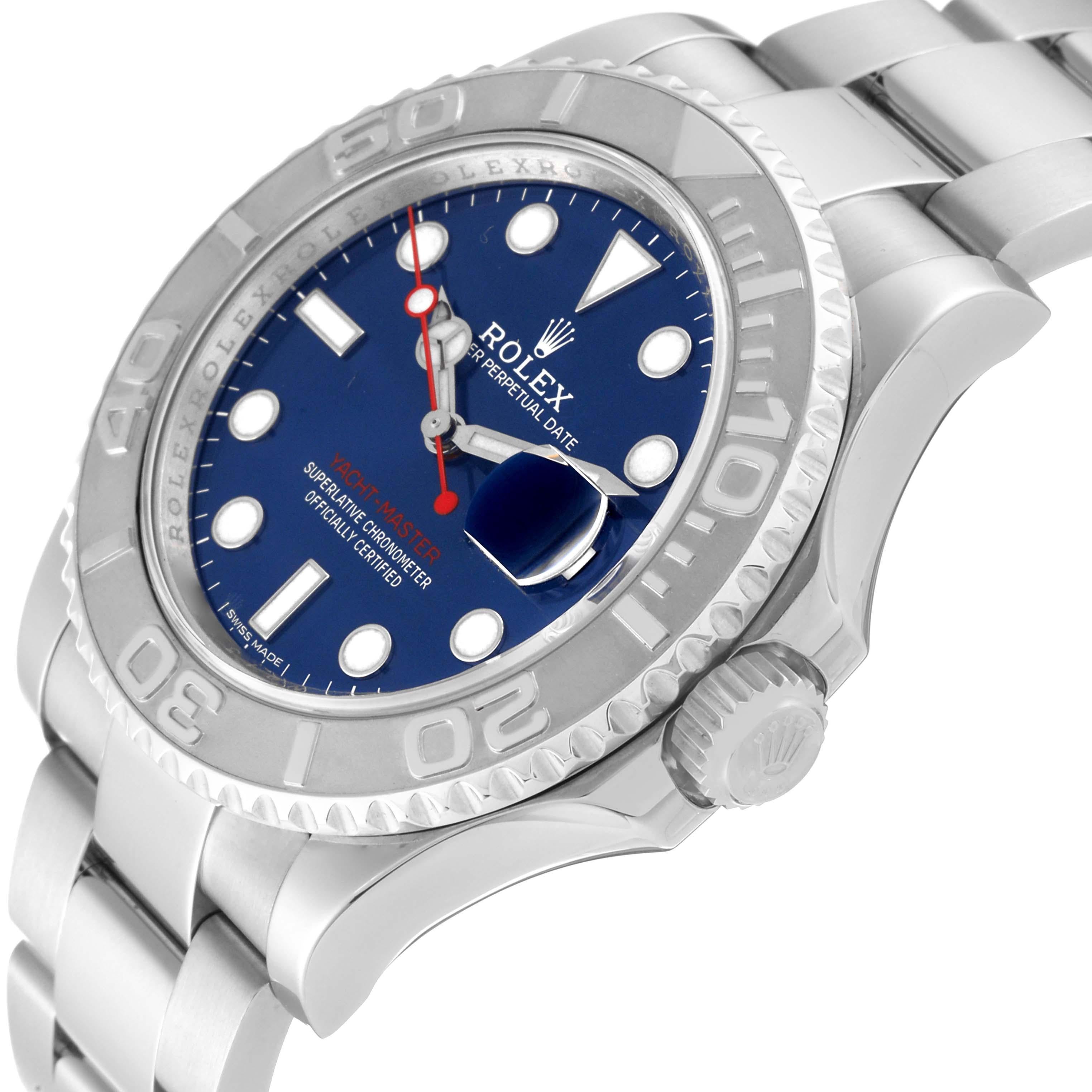 Rolex Yachtmaster Steel Platinum Blue Dial Mens Watch 126622 en vente 2