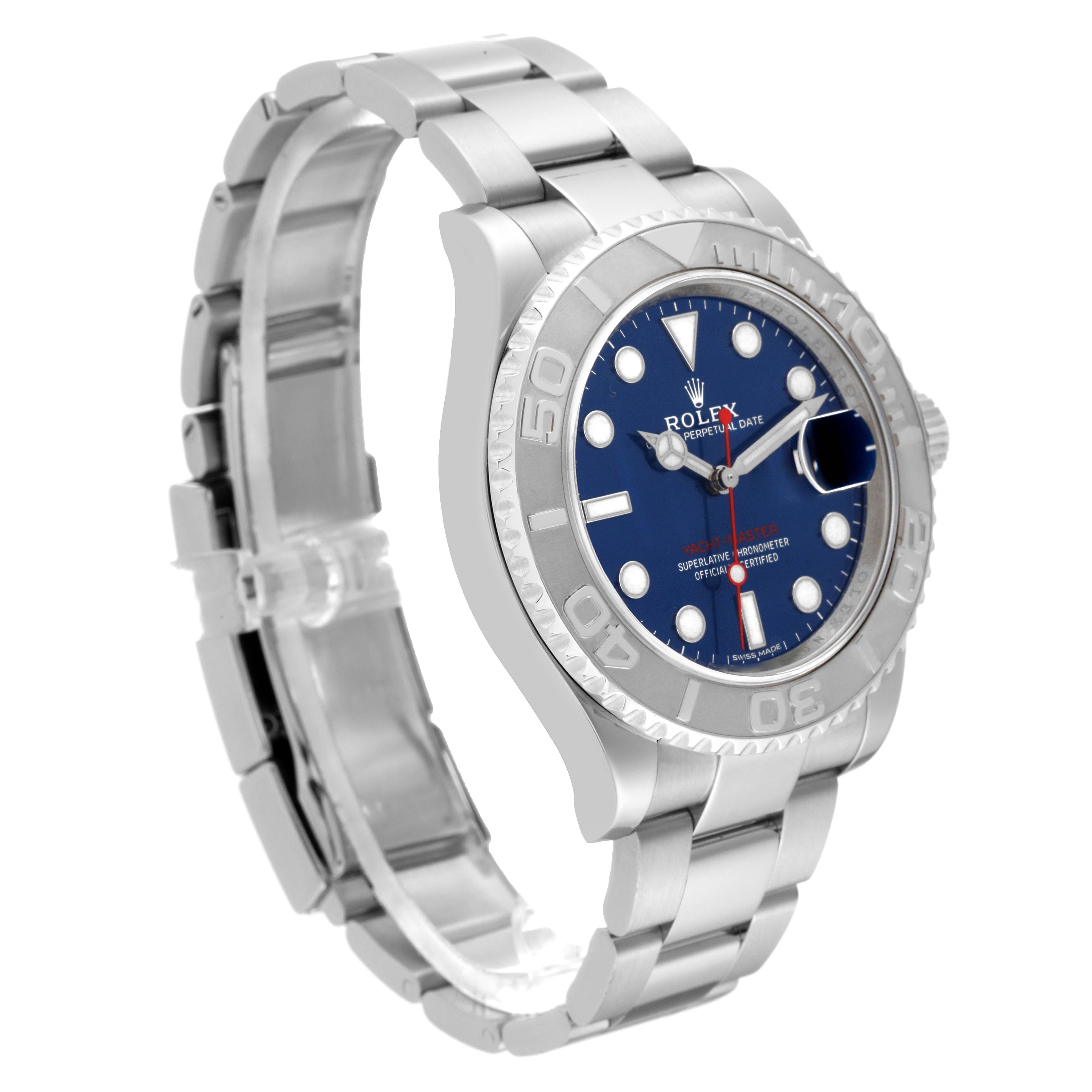 Rolex Yachtmaster Steel Platinum Blue Dial Mens Watch 126622 en vente 4