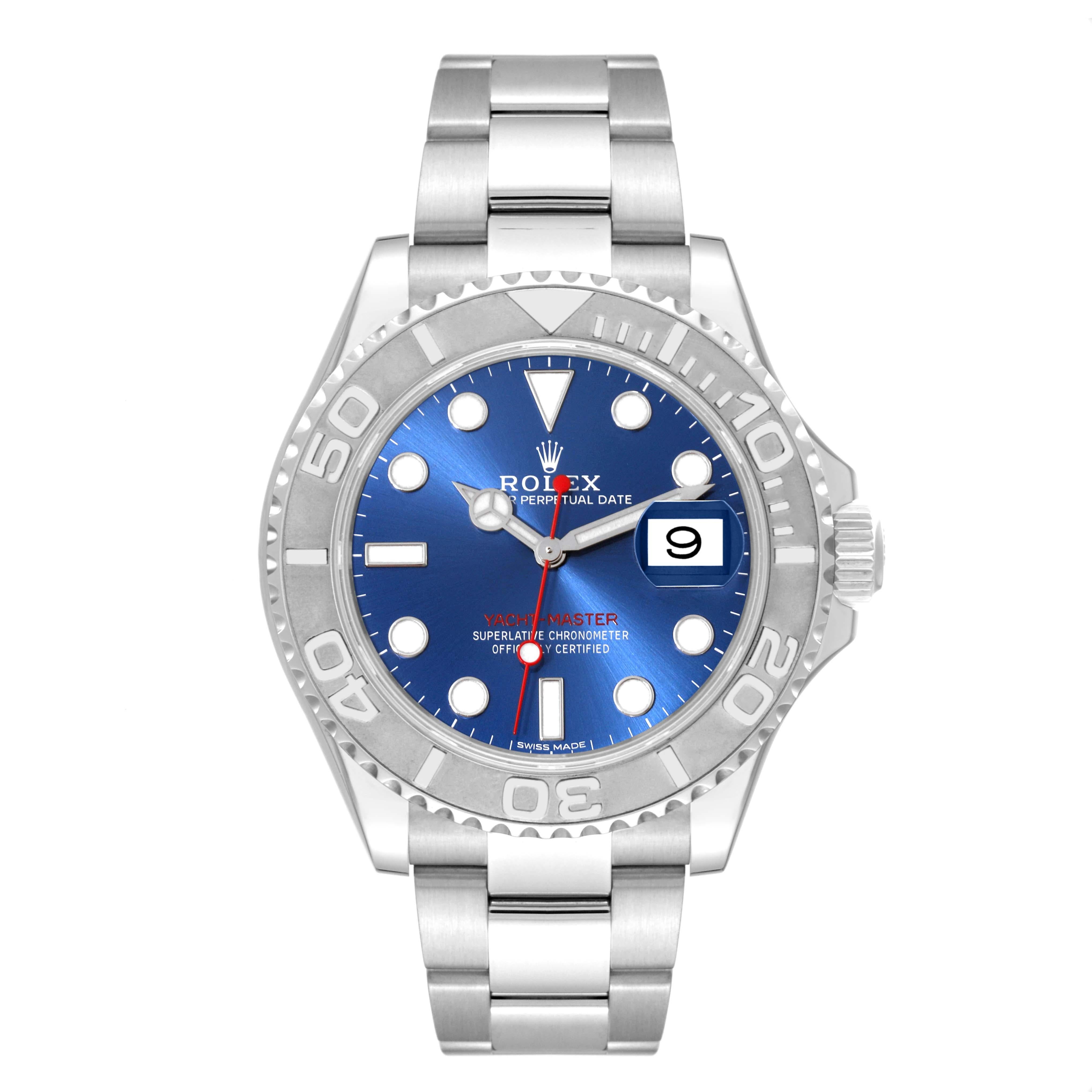 Rolex Yachtmaster Steel Platinum Blue Dial Mens Watch 126622 en vente 5