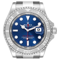 Used Rolex Yachtmaster Steel Platinum Blue Dial Mens Watch 126622 Unworn