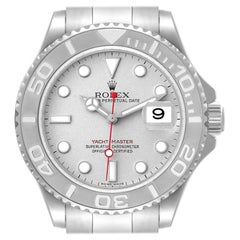 Rolex Yachtmaster Steel Platinum Dial Platinum Bezel Mens Watch 16622 Box Card