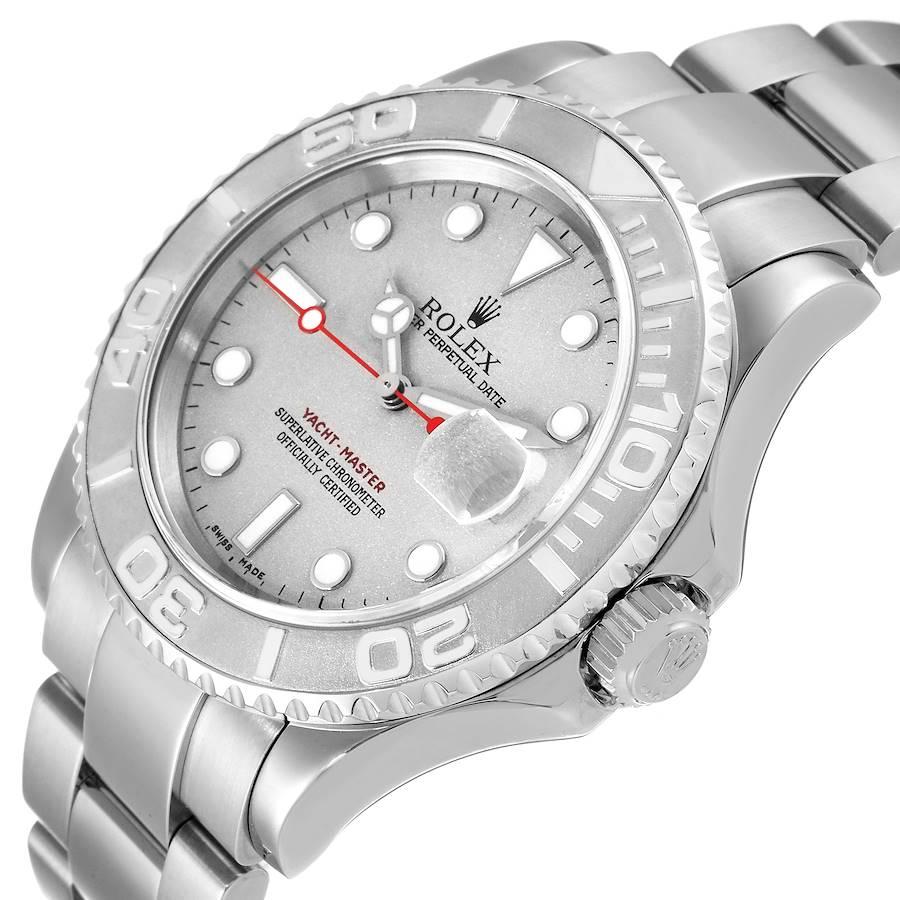 Rolex Yachtmaster Herrenuhr aus Stahl mit Platin-Zifferblatt und Platin-Lünette 16622 Box mit Papieren im Angebot 2