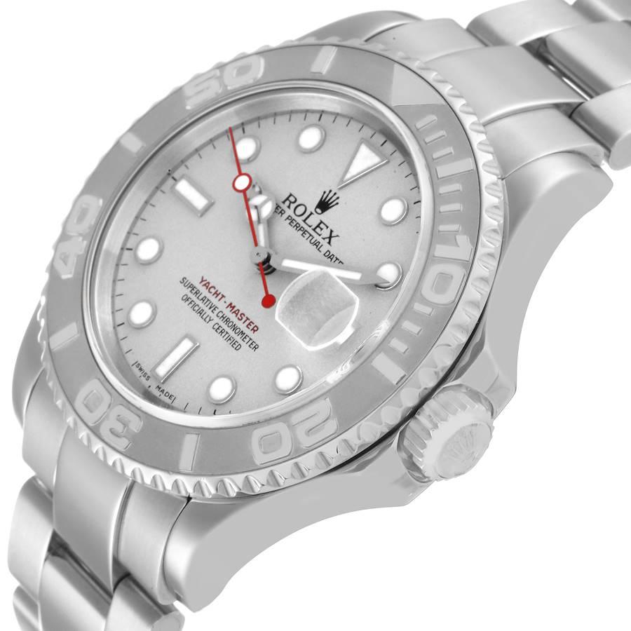 Rolex Yachtmaster Steel Platinum Dial Platinum Bezel Mens Watch 16622 In Excellent Condition In Atlanta, GA