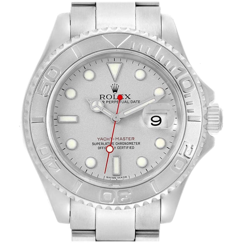 Rolex Yachtmaster Steel Platinum Men's Watch 16622 Box For Sale