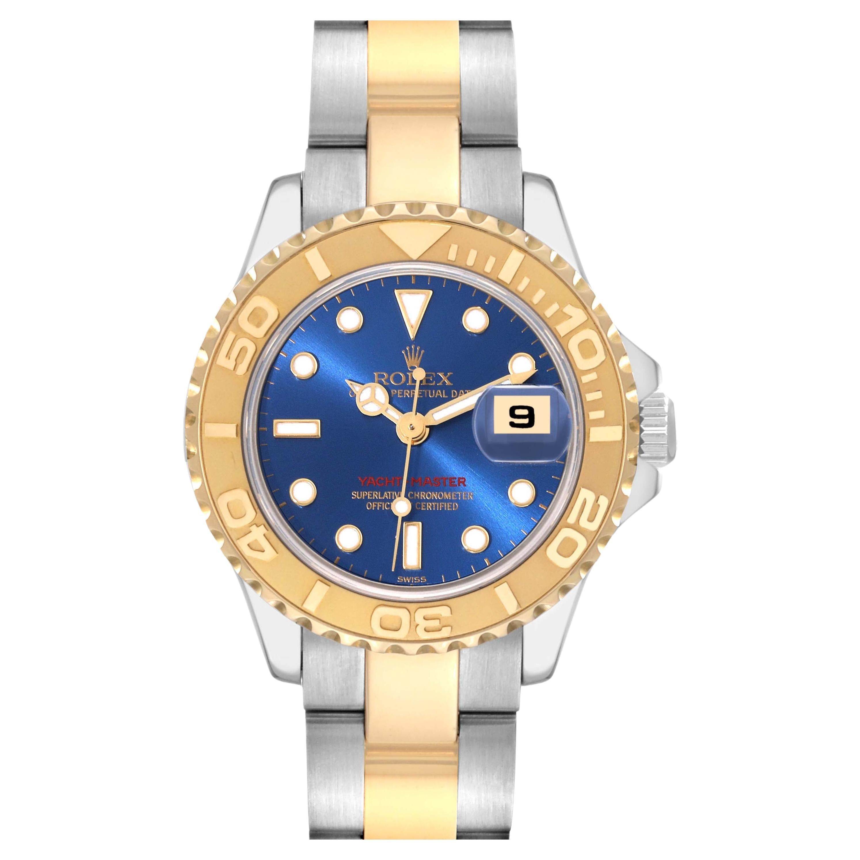 Rolex Yachtmaster Steel Yellow Gold Blue Dial Ladies Watch 169623 Box Papers