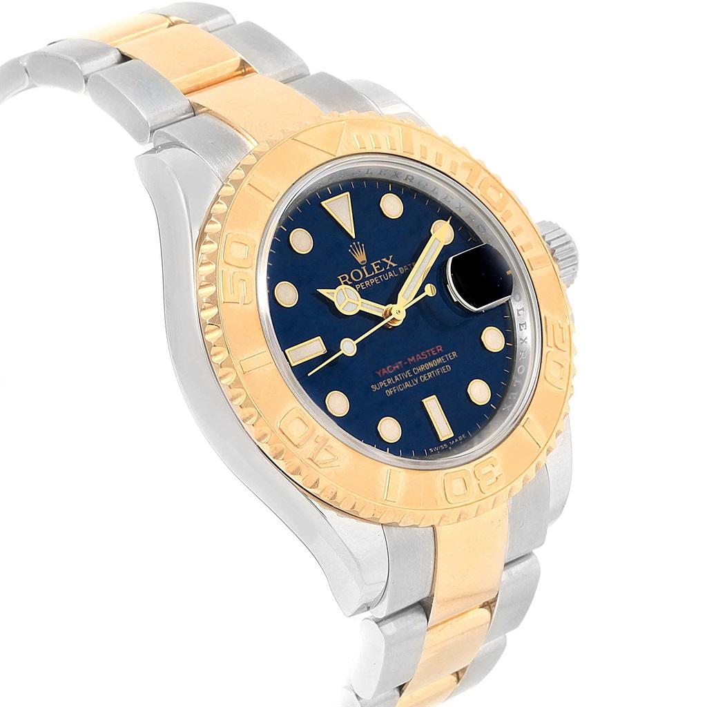 Rolex Yachtmaster Steel Yellow Gold Blue Dial Men's Watch 16623 In Excellent Condition In Atlanta, GA