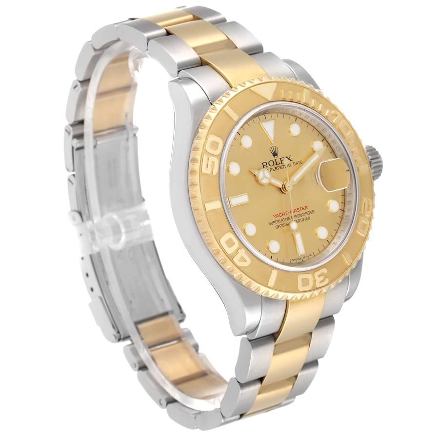 Rolex Yachtmaster Steel Yellow Gold Champagne Dial Mens Watch 16623 Box Card In Excellent Condition For Sale In Atlanta, GA