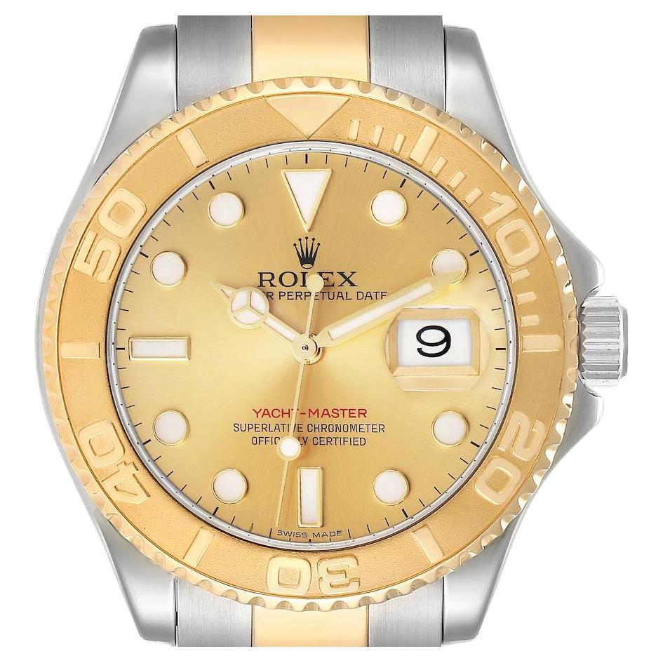 Rolex Yachtmaster Steel Yellow Gold Champagne Dial Mens Watch 16623 Box Card For Sale