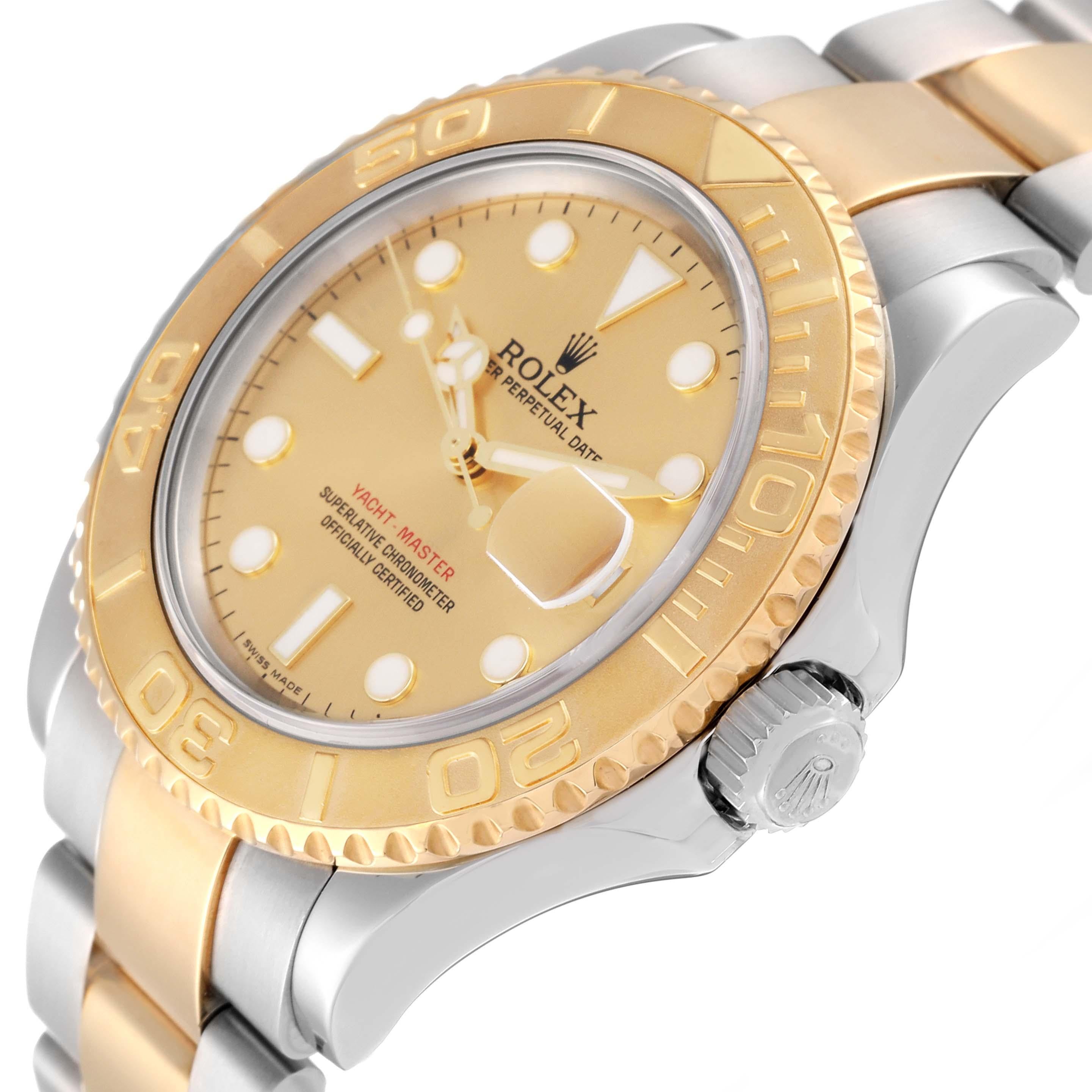 Rolex Yachtmaster Steel Yellow Gold Champagne Dial Mens Watch 16623 In Excellent Condition In Atlanta, GA
