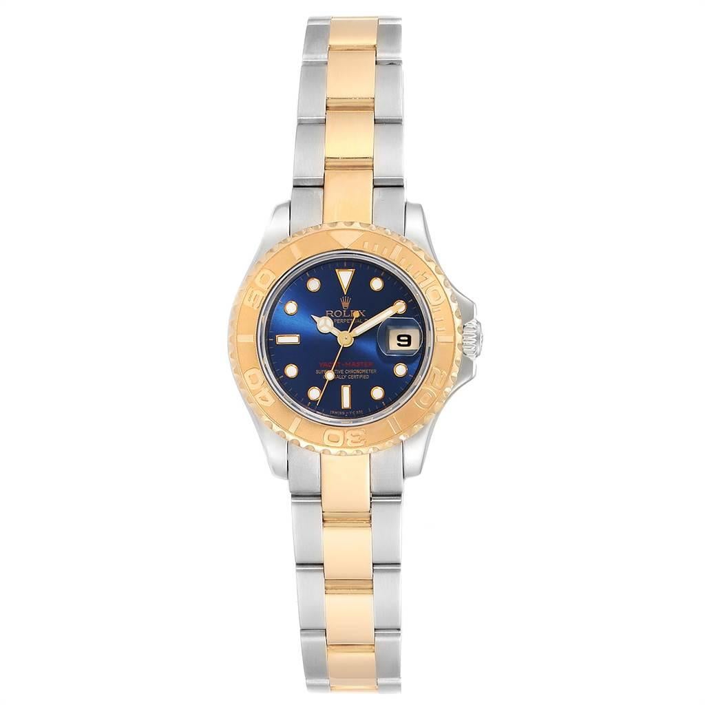 Rolex Yachtmaster Steel Yellow Gold Ladies Watch 69623 Box Papers. Officially certified chronometer automatic self-winding movement. Stainless steel and 18K yellow gold case 29 mm in diameter. Rolex logo on a crown. 18K yellow gold special