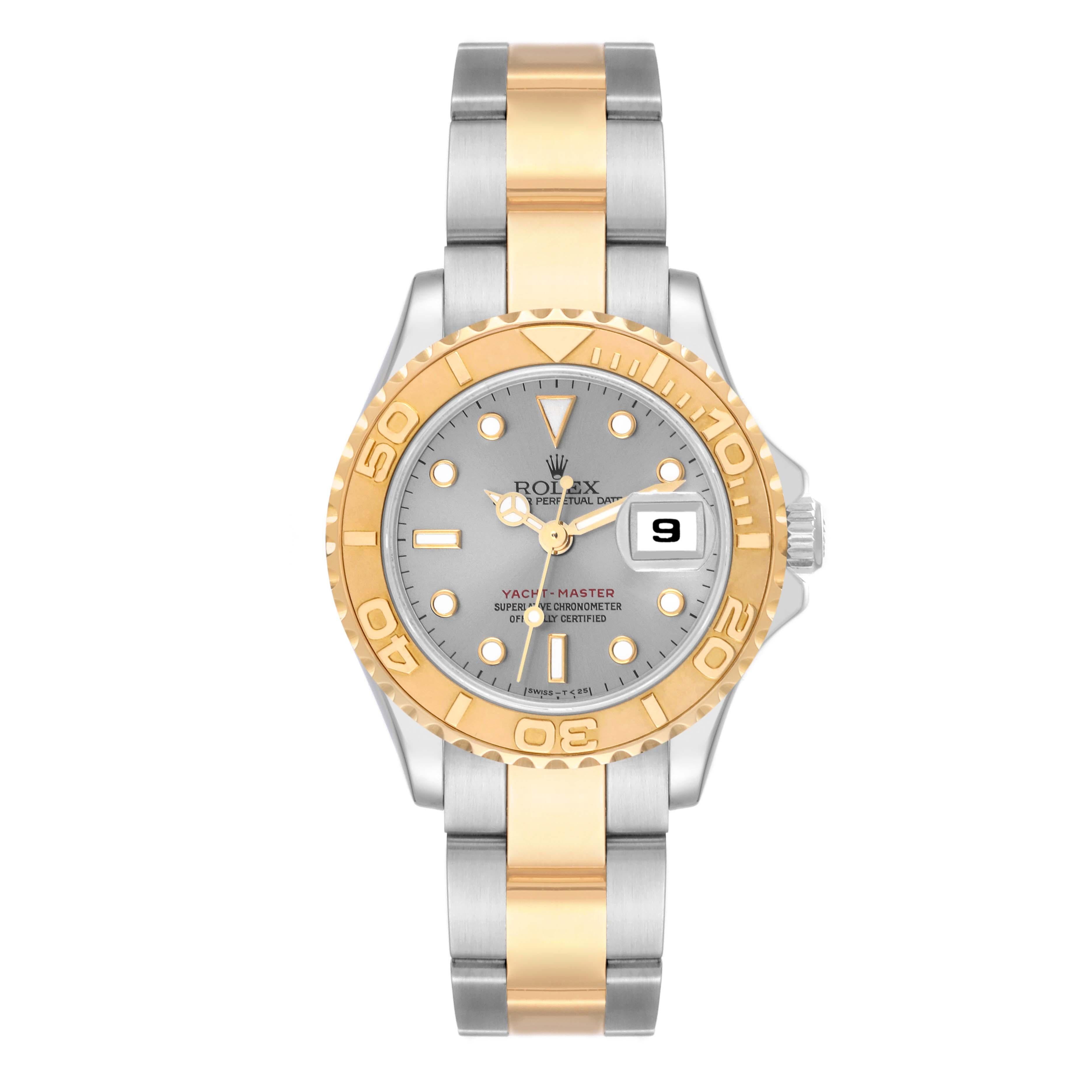 Rolex Yachtmaster Steel Yellow Gold Slate Dial Ladies Watch 69623 For Sale 1