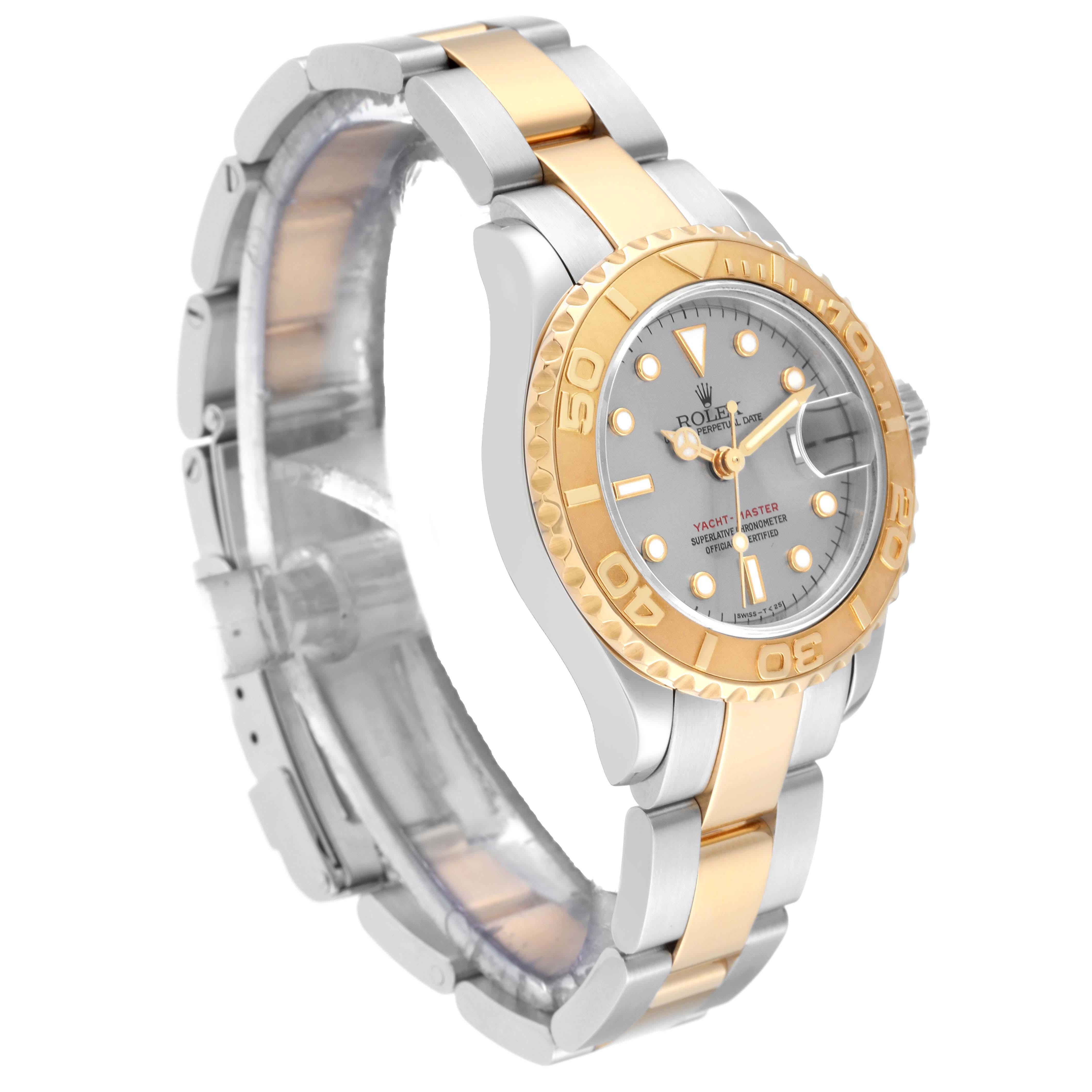 Rolex Yachtmaster Steel Yellow Gold Slate Dial Ladies Watch 69623 For Sale 5