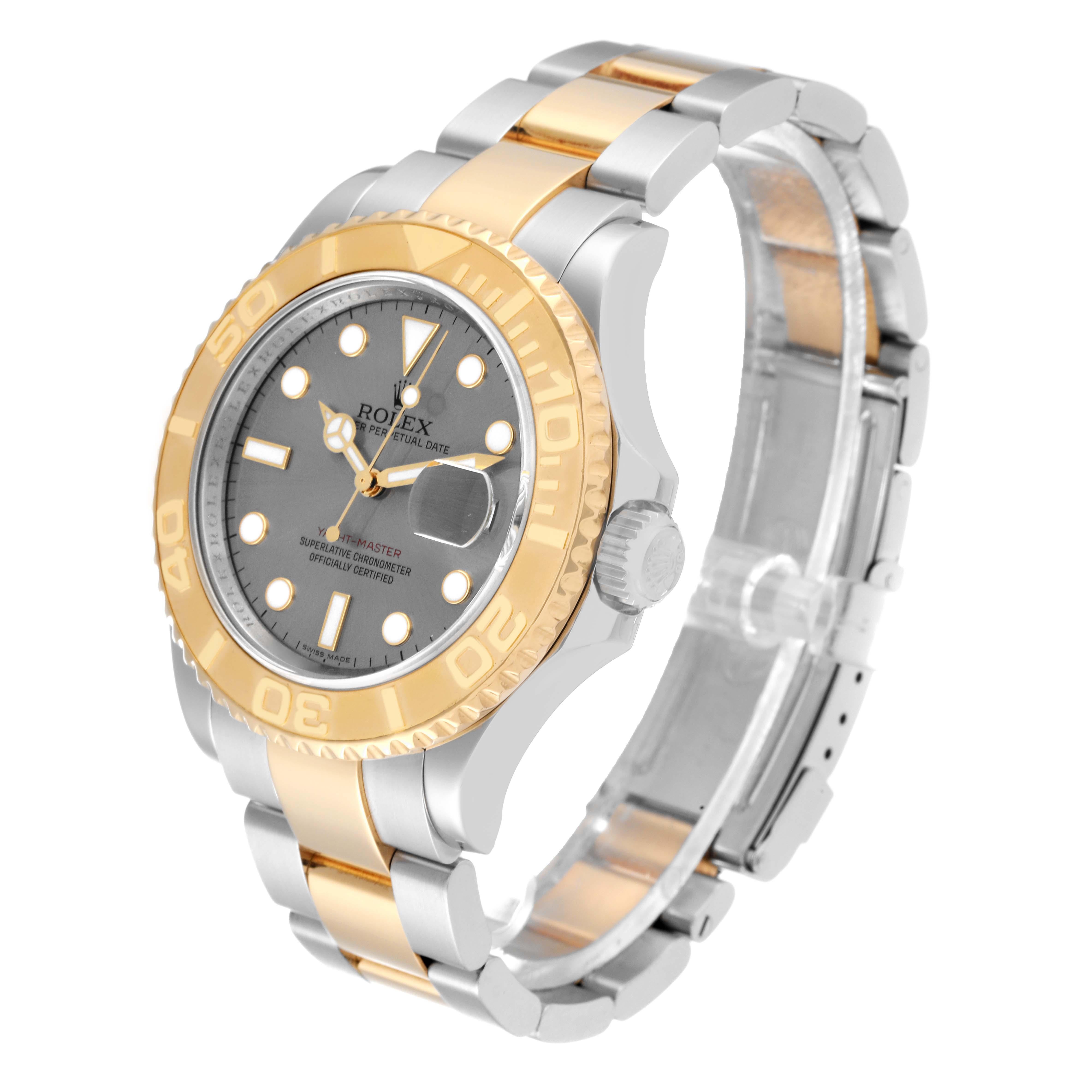 Men's Rolex Yachtmaster Steel Yellow Gold Slate Dial Mens Watch 16623 Box Card For Sale