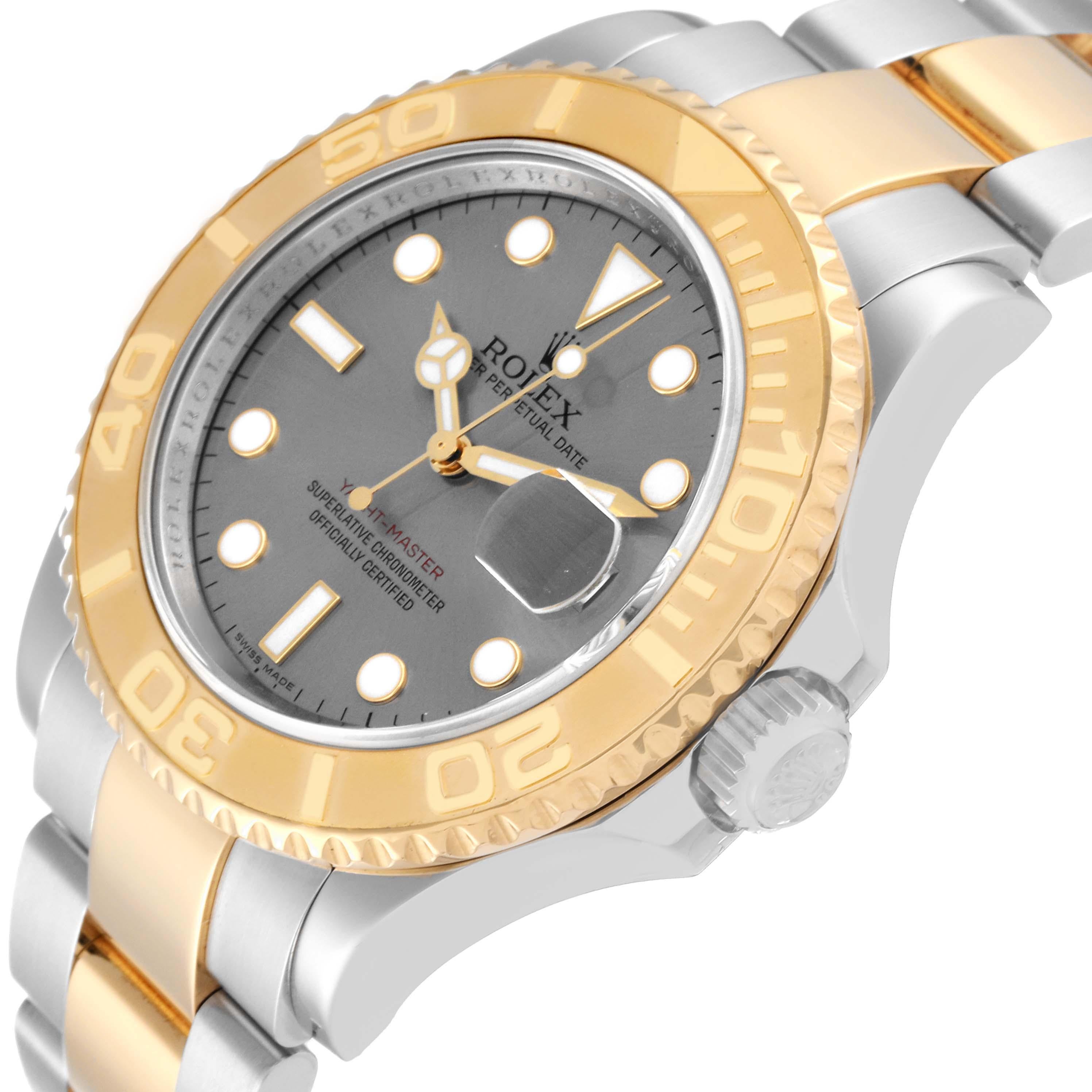 Rolex Yachtmaster Steel Yellow Gold Slate Dial Mens Watch 16623 Box Card For Sale 1