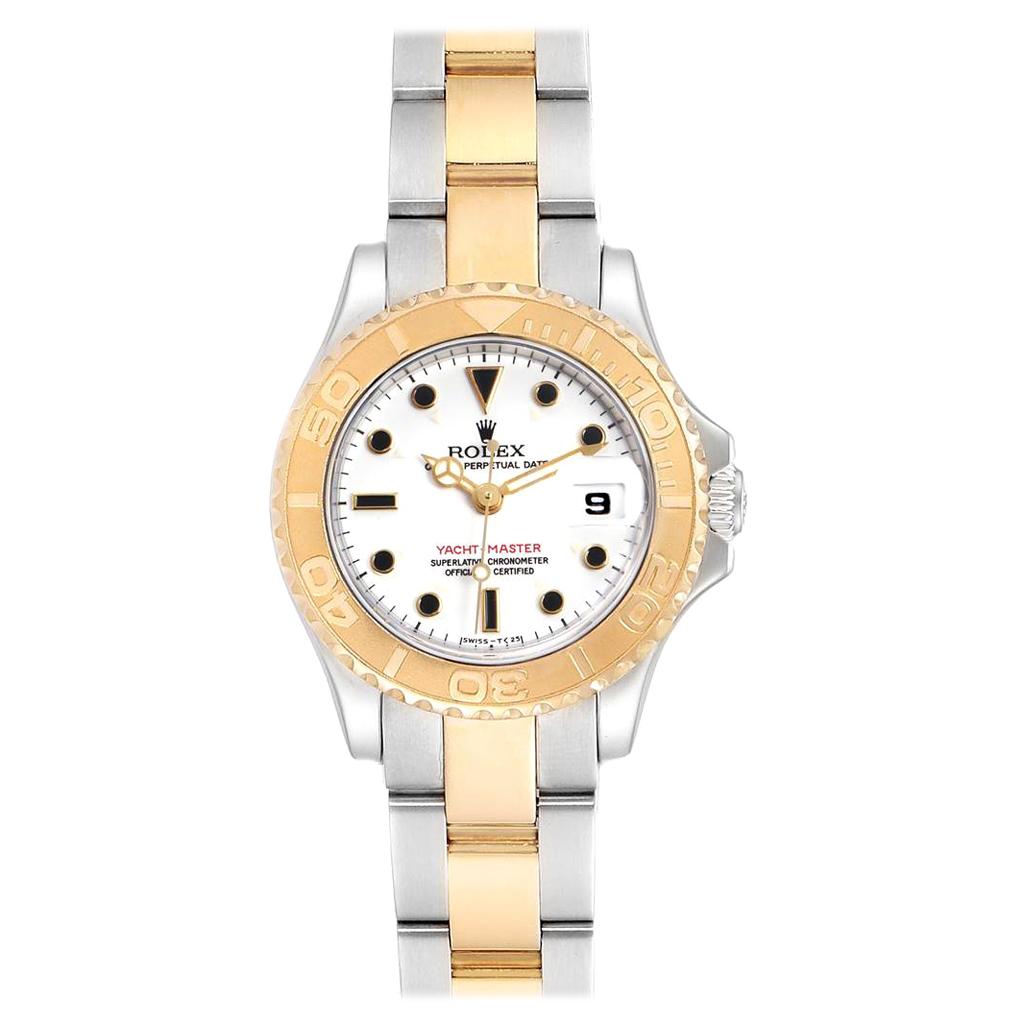 Rolex Yachtmaster Steel Yellow Gold White Dial Ladies Watch 69623 For Sale